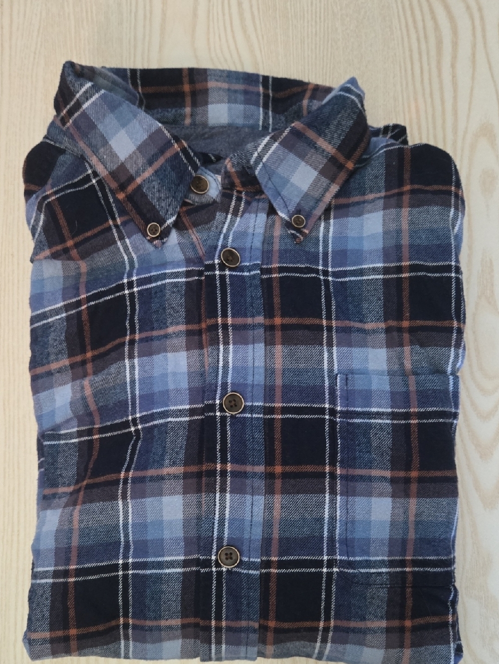 Weatherproof Blue and Brown Plaid Button-Down Shirt